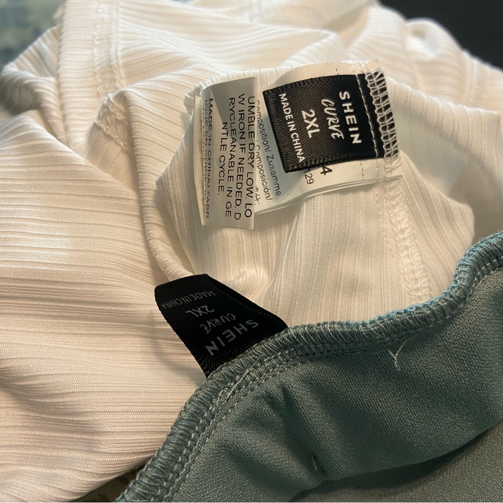 3/$12 Shein Curve Bundle White Asymmetrical Tube Top & Sage Green Pencil Skirt - Picture 11 of 14